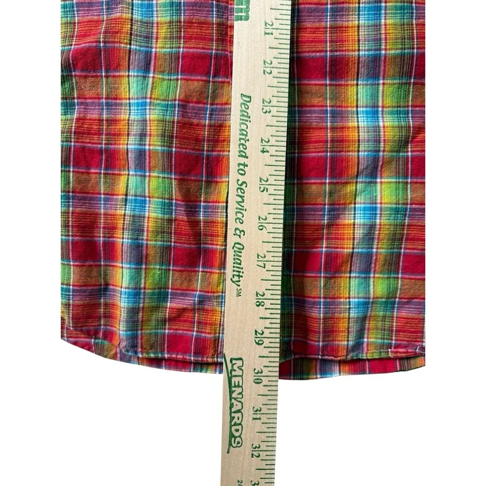 Ralph Lauren Linen Blend Long Sleeve Button Down Vibrant Plaid Blue‎ Pony Mens L